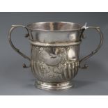 A George II silver tw handled porringer, Gabriel Sleath, London, 1731, 13.8cm, 15 oz.