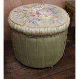 A tapestry top circular stool