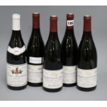 Four bottles of Morey Saint Denis, 2003 and one bottle of Corton, 2006
