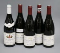 Four bottles of Morey Saint Denis, 2003 and one bottle of Corton, 2006