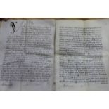 Document - Letters Patent, 4 sewn vellum manuscript leaves concerning 'improvements in spinning hemp