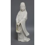 A large Chinese blanc de Chine figure of Guanyin height 45cm