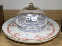 A Victorian pottery Lazy Susan and a cheese dish