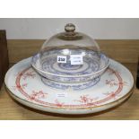 A Victorian pottery Lazy Susan and a cheese dish