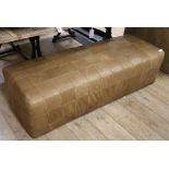 A 1970's Italian tan leather ottoman, probably De Sede W.150cm