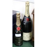 A Magnum of Moet & Chandon NV champagne and a bottle of Moet & Chandon 1996