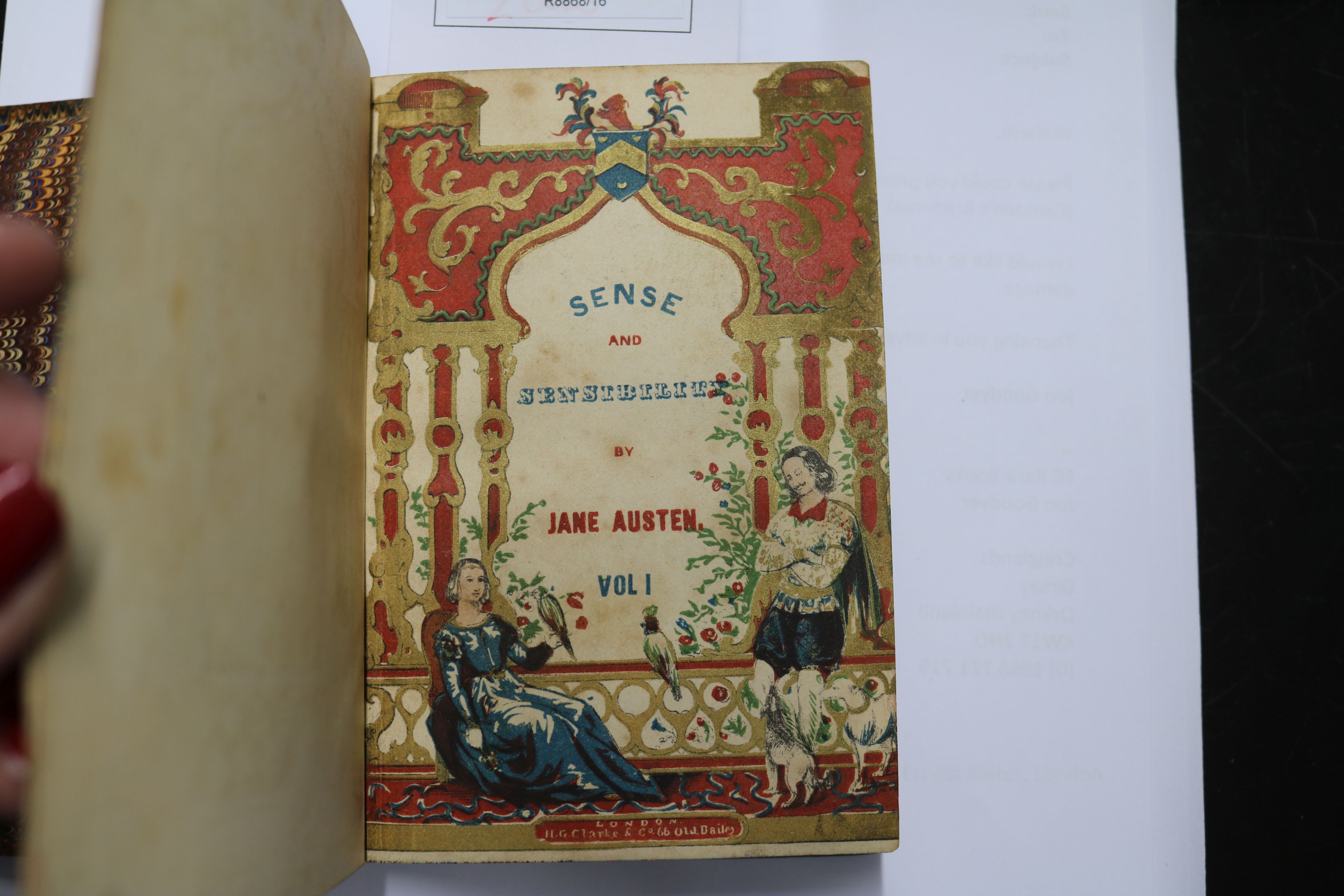 Austen, Jane - Sense and Sensibility, Clarke's Cabinet Edition, 2 vols, 239 & 244pp, contemporary - Image 8 of 9