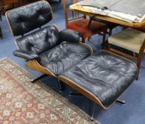 A vintage Charles and Ray Eames for Herman Miller 670 lounge chair and 671 stool
