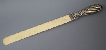 A late Victorian silver mounted ivory page turner, Sheffield, 1899, 36.8cm.