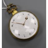 A French 19th century gilt metal keywind verge pocket watch, the movement inscribed "L'Epine a