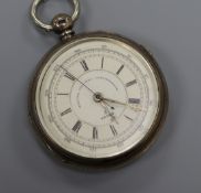 A Victorian silver pocket watch, the dial inscribed "Martine Decimal Chronograph".