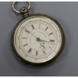 A Victorian silver pocket watch, the dial inscribed "Martine Decimal Chronograph".