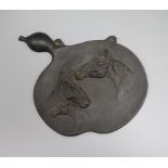 A Japanese cast iron 'horse' plaque
