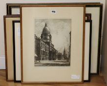 Six prints and engravings, various, including three by Winston McGoran, 'On Essex Beach', 'The