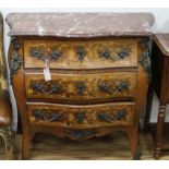 A Louis XV style marquetry inlaid kingwood bombe commode W.96cm