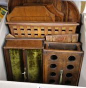 Assorted wooden chopping boards, egg box etc
