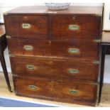 A Victorian mahogany campaign chest W.101cm