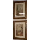 Stephen J. Bowers, pair of watercolours, Wooded landscapes, signed and dated 1884, 35 x 21cm