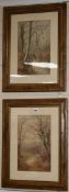 Stephen J. Bowers, pair of watercolours, Wooded landscapes, signed and dated 1884, 35 x 21cm