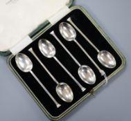 A cased set of six silver teaspoons