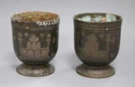 A pair of Indian Bidri vases height 15cm
