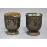 A pair of Indian Bidri vases height 15cm