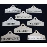 Wedgwood for Farrow & Jackson, London & Paris and Charles Farrow. Eight creamware bin labels, c.