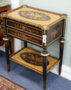 A 19th century gilt metal mounted marquetry French work table W.54.5cm