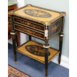 A 19th century gilt metal mounted marquetry French work table W.54.5cm