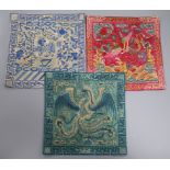 Three Chinese embroidered silk panels