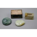 Two Chinese jades and two hardstone items (4)