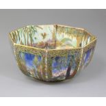 A Wedgwood Fairyland lustre 9 inch octagonal bowl, designed Daisy Makeig-Jones, decorated to the