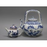 Two Chinese blue and white teapots tallest 23cm