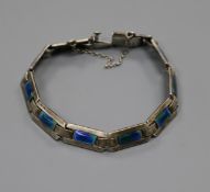 An early 20th century Murrle Bennett white metal and enamel bracelet, stamped "silver" with maker'