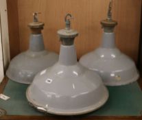 A set of 3 industrial lights W.44cm