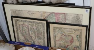 Seven 19th century American maps of the USA including Johnson's New York largest 40 x 60cm.