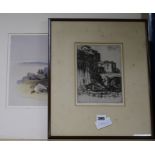 Frank Brangwyn, etching, Porta de Sebrano, signed in pencil 20 x 15cm and a David Roberts