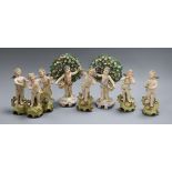 Eight Continental porcelain cherubs