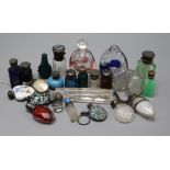 A collection of assorted Victorian glass scent bottles, boxed