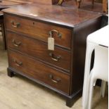 A George III mahogany three drawer chest W.95cm