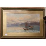 A. Netherwood, watercolour, Swiss lake scene, signed, 44 x 79cm