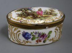 A Meissen style porcelain box length 10cms