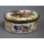 A Meissen style porcelain box length 10cms