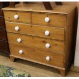 A Victorian pine chest of 5 drawers W.110cm