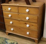 A Victorian pine chest of 5 drawers W.110cm