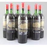 Eight bottles of Chateau Palmer, Margaux, 1970.