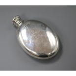 A Victorian silver hip flask, crested and inscribed, Birmingham 1884, maker probably John Linegar,