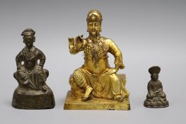 Three Sino-Tibetan bronze figures of immortals, 18th century tallest 17cm