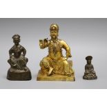Three Sino-Tibetan bronze figures of immortals, 18th century tallest 17cm