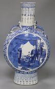 A large 19th century Chinese blue and white moon flask height 55.5cm